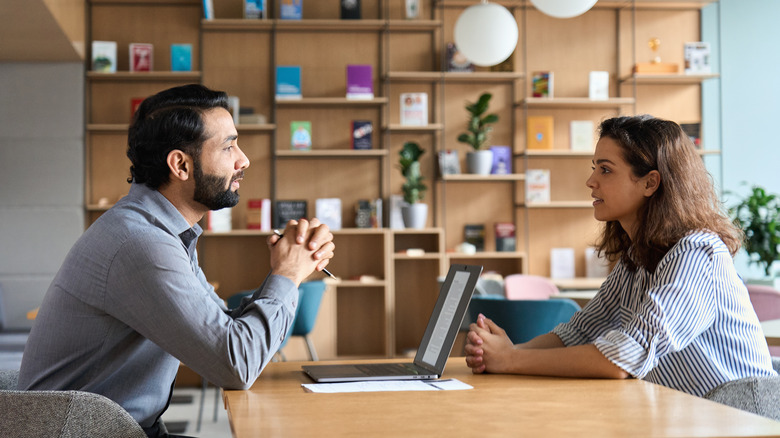 Two people during job interview