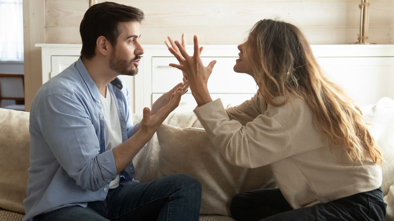 Couple in a heated debate