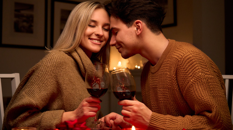 Couple on a date smiling