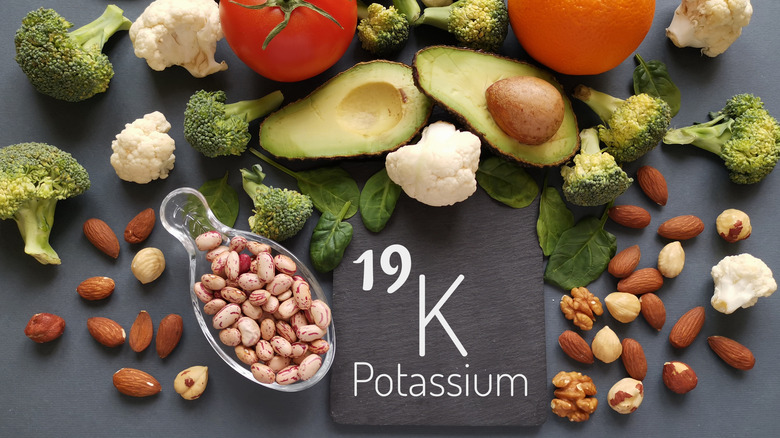 High-potassium foods on a table