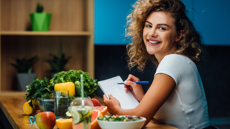 Woman planning her meals