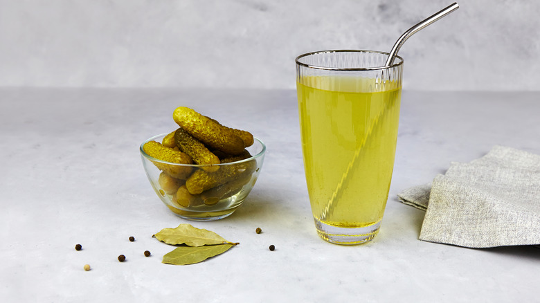 Bowl of pickles and juice