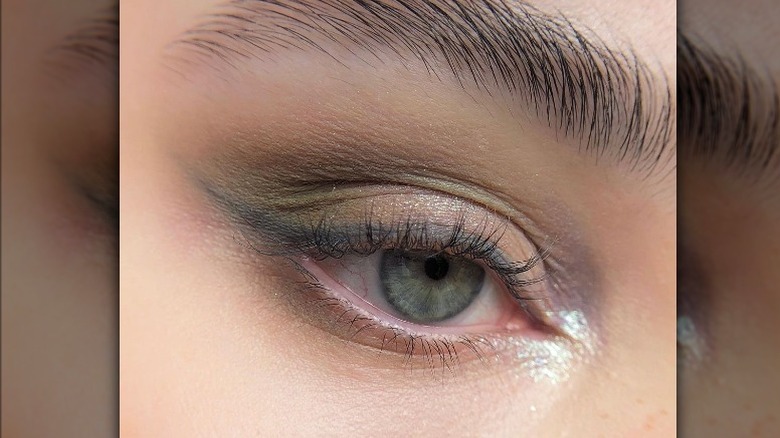 Subtle multi-chrome eye makeup