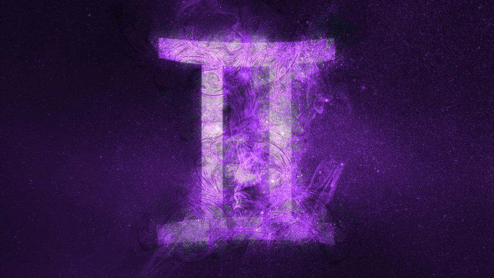 Neon purple Gemini symbol