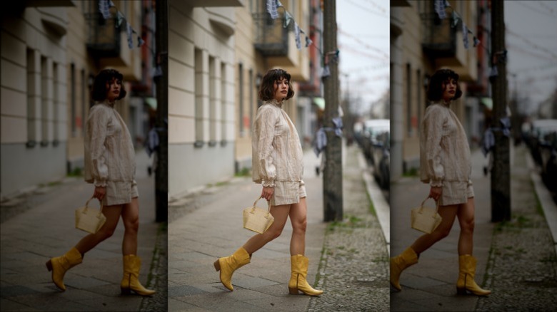 Woman walking in boots