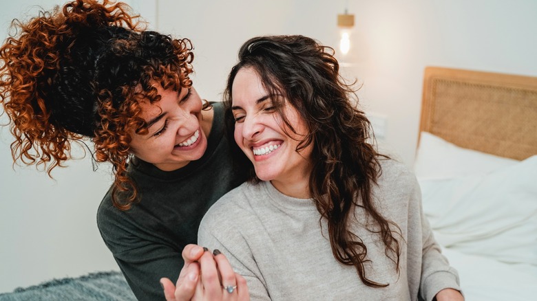 Couple smiling