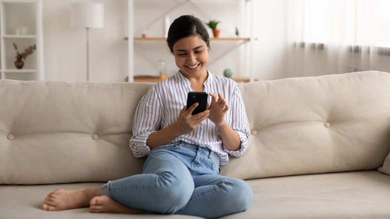 woman using phone