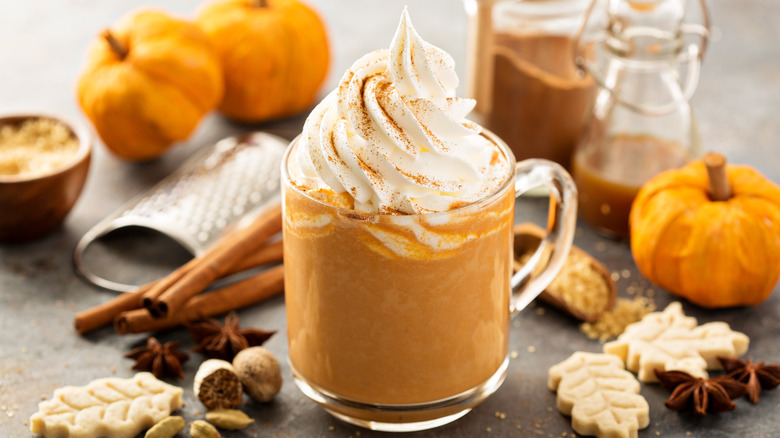 pumpkin spice latte with whipped cream