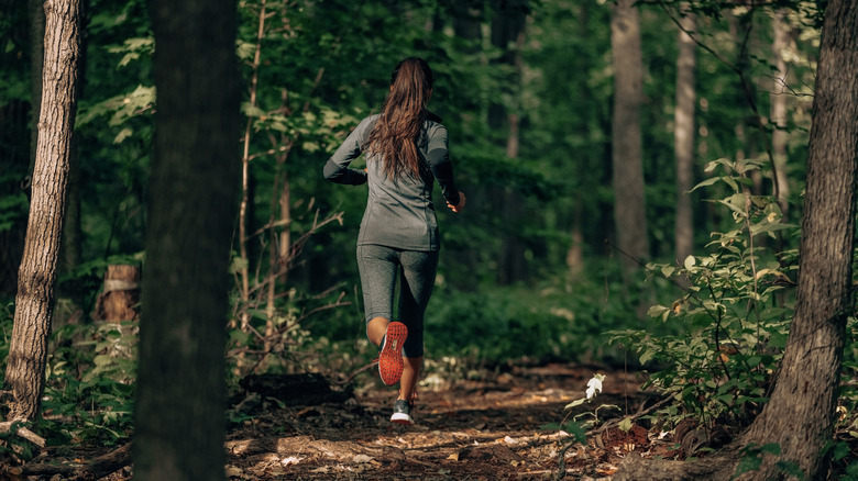 Woman running outside