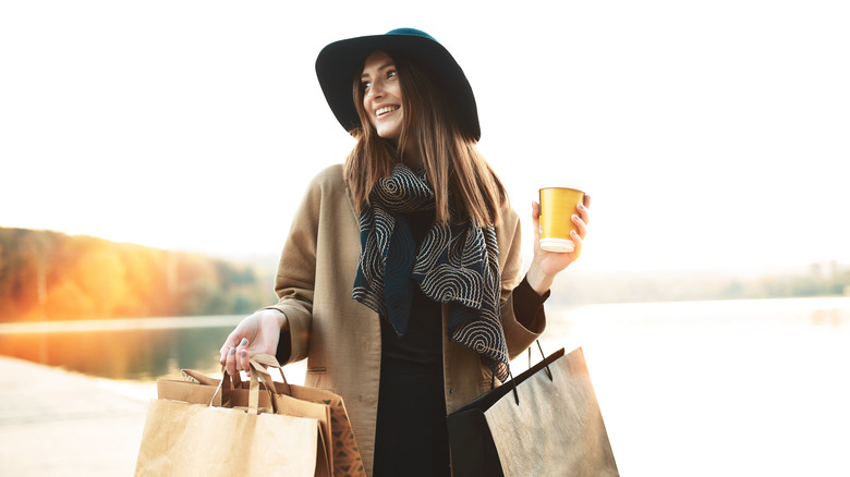 Woman who just finished shopping 