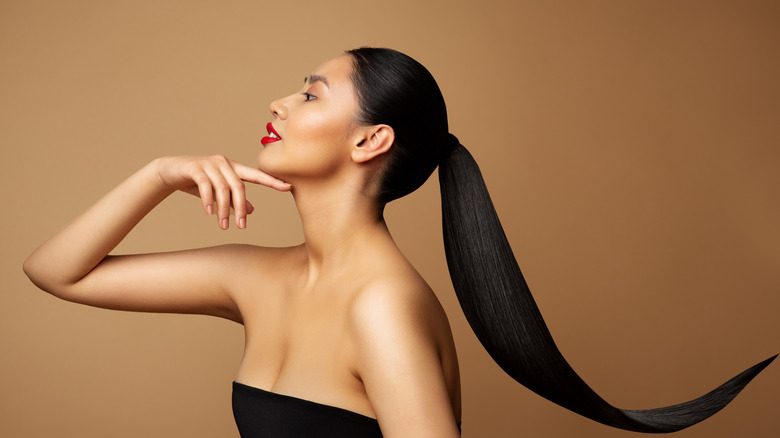 woman with sleek ponytail