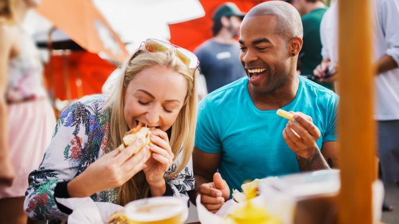 couple on date laughing