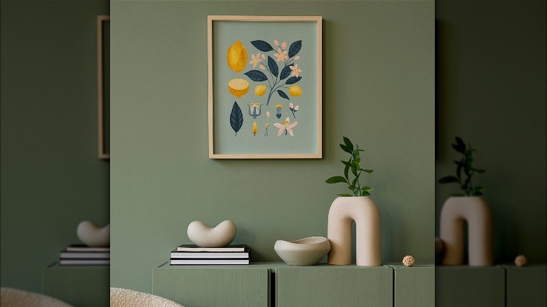 painting on wall with minimalist decor