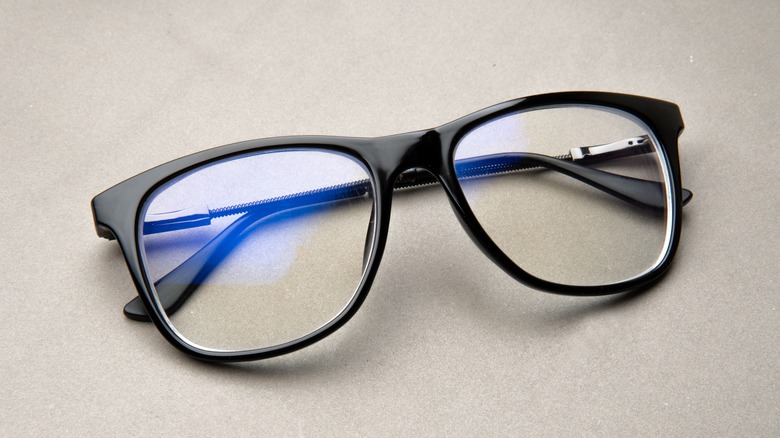 black anti glare glasses on surface