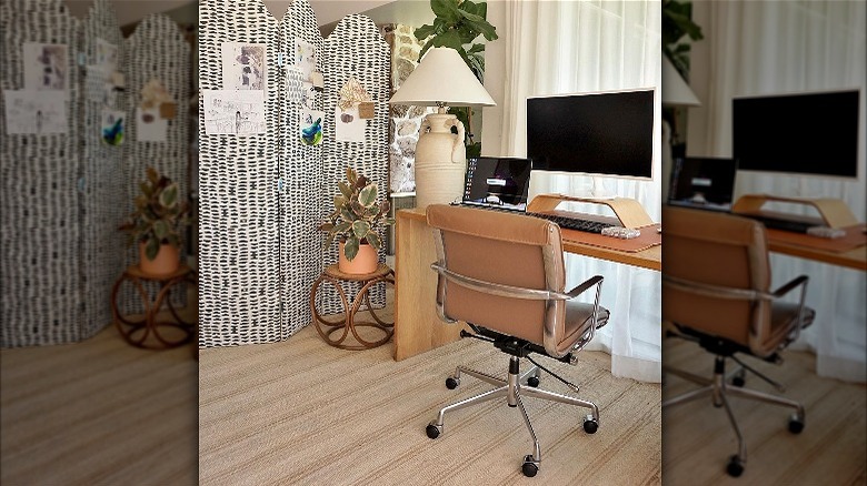 Home office with room divider