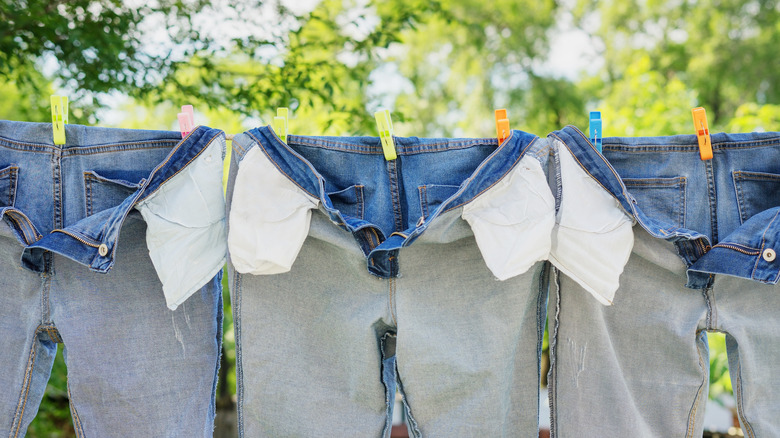 hang drying inside out jeans 