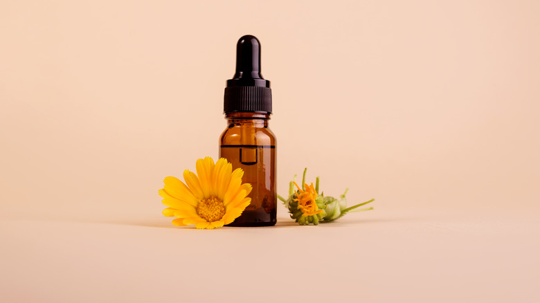 a bottle of marigold oil