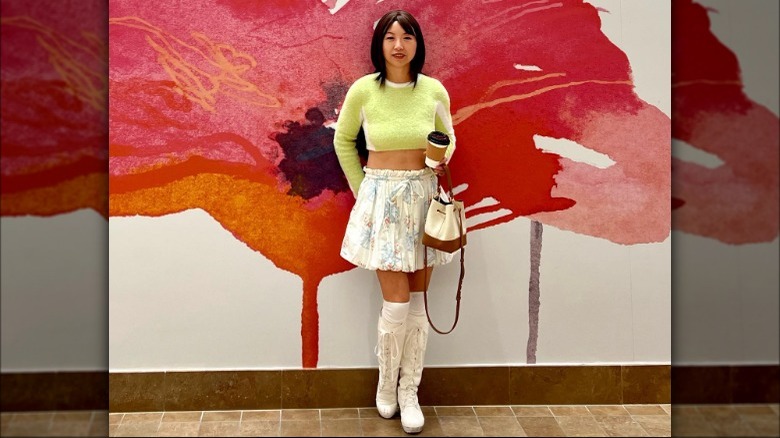 Girl posing in bubble hem skirt