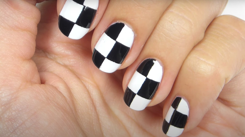 Checkered nail art