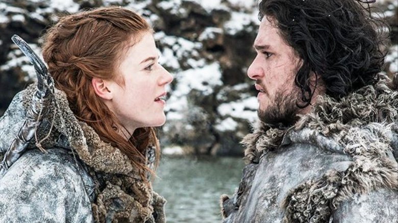 Rose Leslie as Ygritte and Kit Harrington and Jon Snow