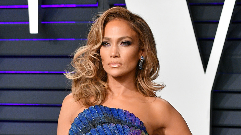 Jennifer Lopez poses on the red carpet