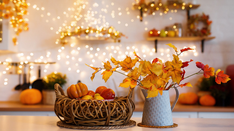 Fall decorations in a kitchen