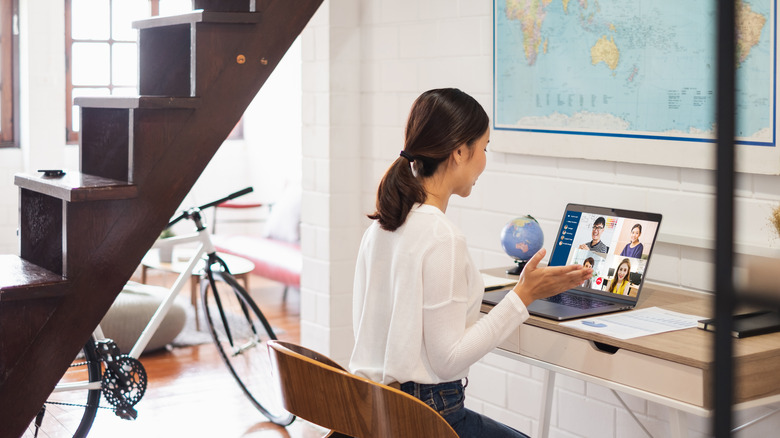 Woman working from home