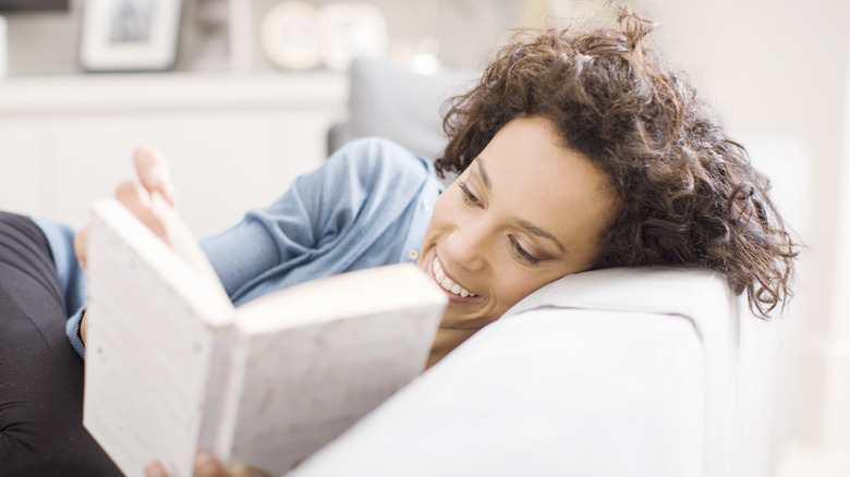 woman reading a book