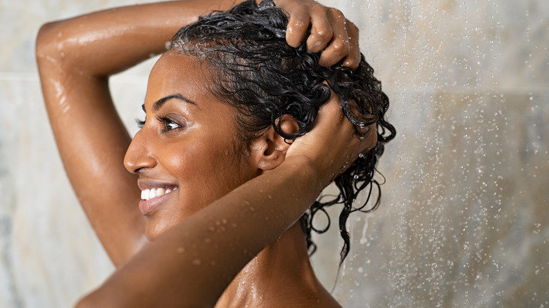 Woman washing hair