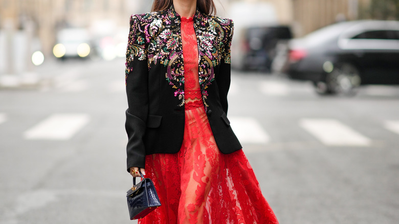 Evening gown with a coat