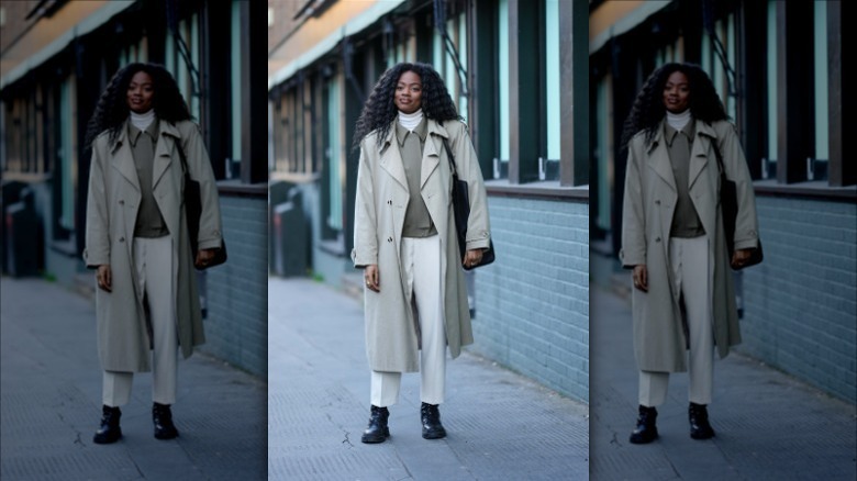 tan trench coat