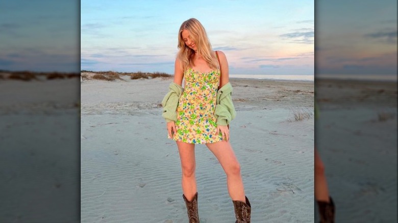 woman in sundress on the beach