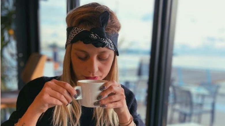 Woman wearing a top-knot bandana