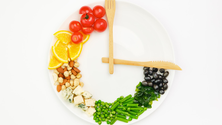 food and utensils as clock