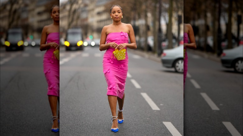 woman in pink dress