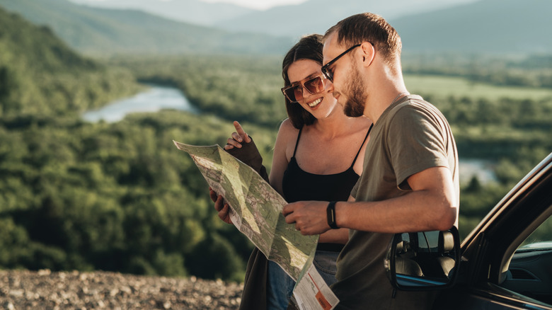 Couple looking at a map