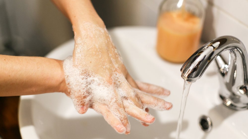 woman washing hands