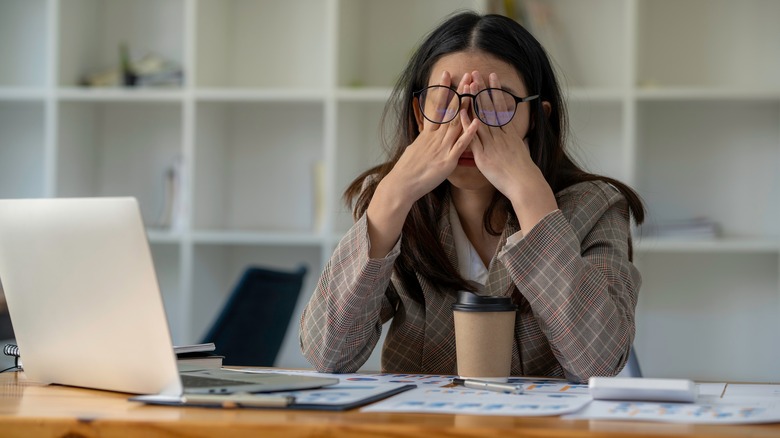 Woman stressed at work