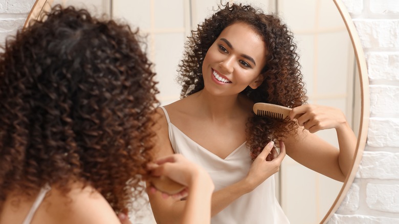 woman with curly hair