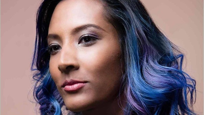 Woman blue and purple hair