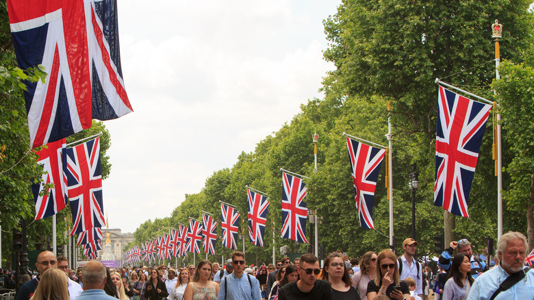 people gathering The Mall in London for parade