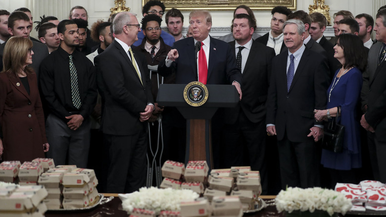 Donald Trump serving fast food at the White House