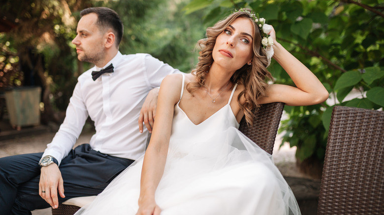 Unhappy bride and groom