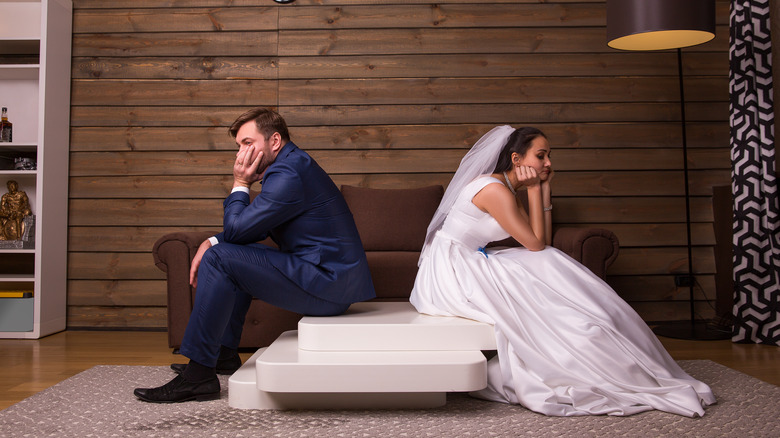 Unhappy bride and groom