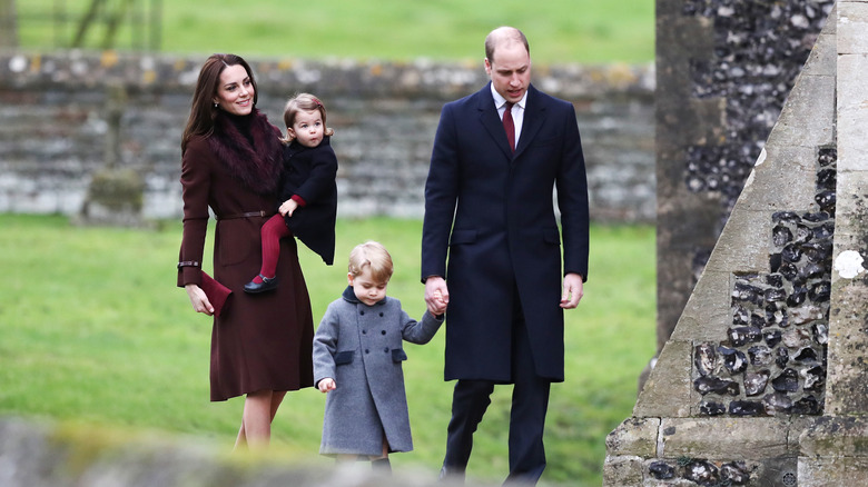 Royal family walking to church 