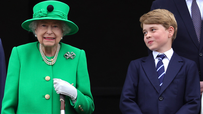 Prince George with Queen Elizabeth 