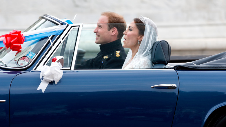 Prince William and Kate Middleton celebrating after wedding