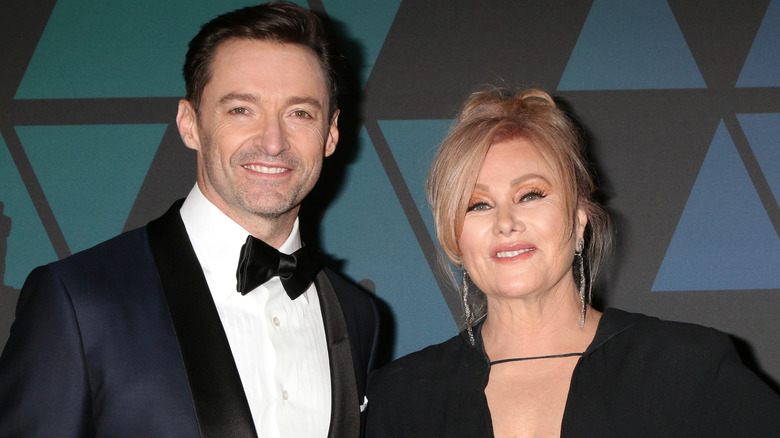 Hugh Jackman and his wife smiling