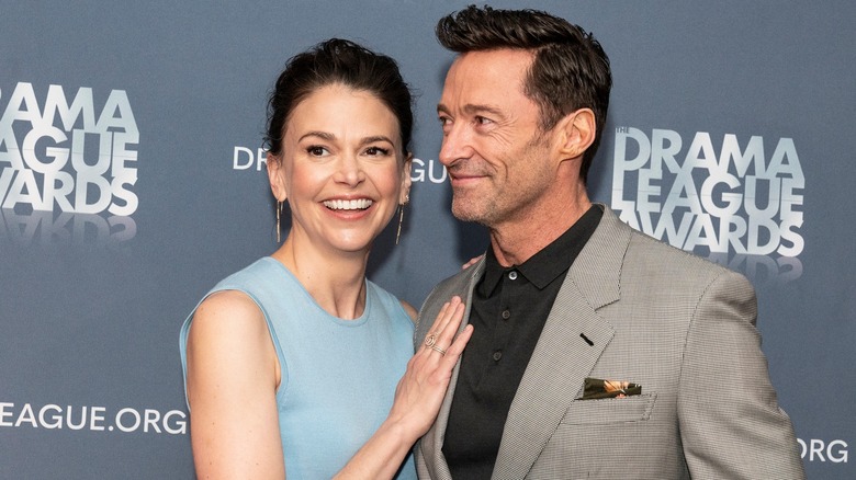 Hugh Jackman and Sutton Foster smiling