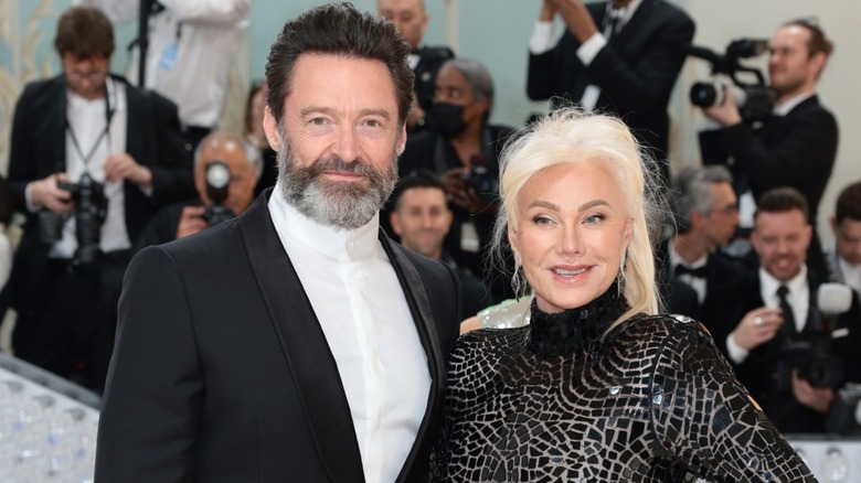 Hugh Jackman and Deborra-Lee Furness smiling